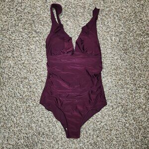 Kona Sol Women’s Maroon One-Piece Swimsuit Size M Adjustable Strap